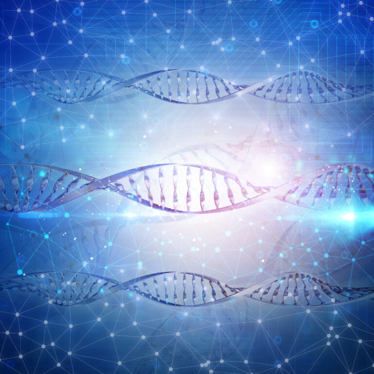 Hebra de ADN con partes de los cromosomas